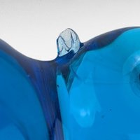Small Vintage Blue Glass Bird Figurine, Hand Blown Glass Bird Decor, Collectible Glass Animal, Gift for Bird Lovers