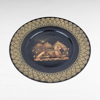 Vintage Egyptian Brass Decor Plate, Sphinx, Pyramids, Wall Hanging, Gift