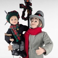 Vintage Animated Scrooge Tiny Tim Holiday Figure, Light Up, Moving