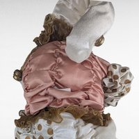 Vintage Pink Gold White Jester Doll, Large Sitting Harlequin Figure, Unique Decor Clown