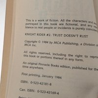 Vintage 1984 Knight Rider Book, Trust Doesn't Rust, First Printing, Glen A. Larson, TV Show Tie-in, 80s Nostalgia
