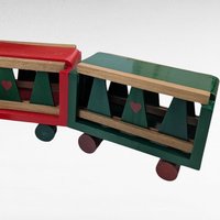 1994 Handpainted All Wood Christmas Train Set 22 Piece Holiday Decor