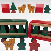 1994 Handpainted All Wood Christmas Train Set 22 Piece Holiday Decor