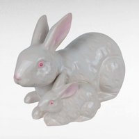 Vintage Rosenthal Netter Ceramic Bunny Pair, Figurine, Spring Decor, Gift for Rabbit Lover