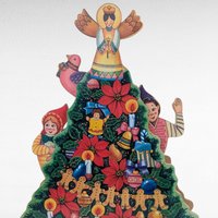 Vintage Wooden Christmas Tree Musical Box Plays White Christmas, Angel Topper, Holiday Decor, Traditional Christmas Decoration