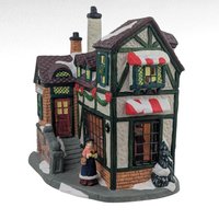 1999 Santa's Workshop Ball & Skein Knit Shoppe, Lighted Ceramic Christmas Village House, Holiday Decor
