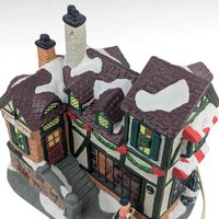 1999 Santa's Workshop Ball & Skein Knit Shoppe, Lighted Ceramic Christmas Village House, Holiday Decor