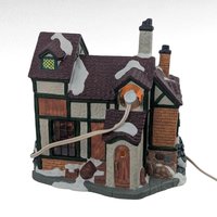 1999 Santa's Workshop Ball & Skein Knit Shoppe, Lighted Ceramic Christmas Village House, Holiday Decor