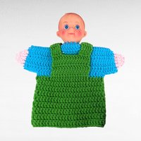 Vintage Kewpie Style Crochet Hand Puppet: Storytelling Toy