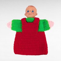 Vintage Kewpie Style Crochet Hand Puppet: Storytelling Toy