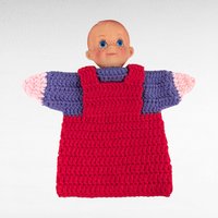 Vintage Kewpie Style Crochet Hand Puppet: Storytelling Toy