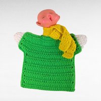Vintage Kewpie Style Crochet Hand Puppet: Storytelling Toy