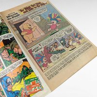 Vintage Winnie the Pooh Comics Lot of 2, 1970s Walt Disney Issue #5 and #12, Gold Key and Whitman Comic Book Set, A. A. Milne Characters