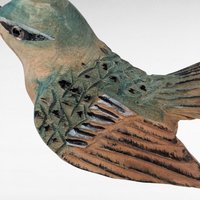 Vintage Hand Carved Wood Hummingbird Figurine, Hand Painted Folk Art Bird Statue, Small Wooden Animal, Bookshelf Sitter, Nature Lover Gift