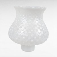 Vintage Milk Glass Hobnail Lamp Shade, Hurricane Globe with Ruffled Top, 1.5 Inch Fitter Replacement Light Cover, Student Lamp Glass
