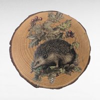 Vintage Handmade Wood Slice Coasters Set of 6, Nature Fairy & Bird Transfer Designs, Rustic Drinkware, Woodland Cabin Decor Gift