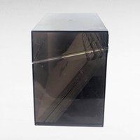 Vintage 1980s Index Card Box, Smoked Plastic Recipe Box, 5x8 Card File Holder with Dividers, Office Storage