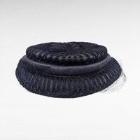 Vintage 1950s Pinehurst Navy Blue Woven Hat, H.P. Wasson and Co. Cocktail Hat with Net Veil, Mid Century Formal Headwear