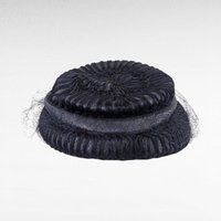 Vintage 1950s Pinehurst Navy Blue Woven Hat, H.P. Wasson and Co. Cocktail Hat with Net Veil, Mid Century Formal Headwear