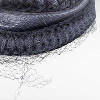 Vintage 1950s Pinehurst Navy Blue Woven Hat, H.P. Wasson and Co. Cocktail Hat with Net Veil, Mid Century Formal Headwear