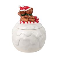 Vintage Christmas Around the World Snowball Candy Jar, Ceramic Holiday Decor, Collectible Christmas Bears, Festive Candy Dish