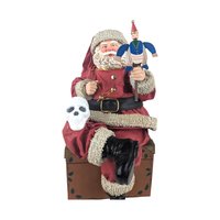 Spooky Santa Decor, Fabriche Santa with Skull, Upcycled Christmas Figurine, Gothic Holiday Decoration, Unique Gift