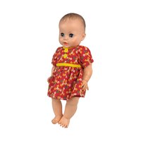 Vintage Eegee Baby Doll 14.5", Red Floral Dress, Moving Arms & Legs, Open and Close Eyes, Collectible Doll, Play Doll