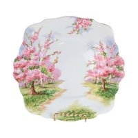 Vintage Royal Albert Blossom Time Square Cake Plate & Sweet Meat Dish | Bone China Serving Set | English Countryside Decor