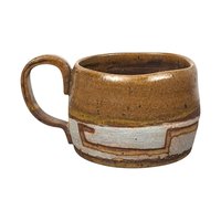 Vintage Handmade Art Pottery Mug, Studio Pottery, Brown and White Glaze, Rustic Coffee Mug
