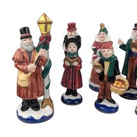 Vintage Fitz and Floyd Caroler Set, A Christmas Carol 1843-1993, Porcelain Figurines, Collector Series, Holiday Decor, Gift for Dickens Fans