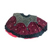 Vintage Handmade Burgundy and Green Velvet Shawl with Eyelet Clasps, One-Size, Warm, Festive