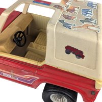 Vintage Red Metal Tonka Mighty Adventure Jeep, 18" Length, Stickers, Collectible Tonka Toy, Gift for Collector