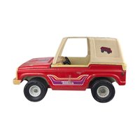 Vintage Red Metal Tonka Mighty Adventure Jeep, 18" Length, Stickers, Collectible Tonka Toy, Gift for Collector