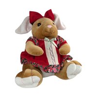 1985 Commonwealth Velveteen Rabbit Christmas Bunny Plush, Vintage Holiday Decor, Collectible Stuffed Animal, Gift for Rabbit Lovers