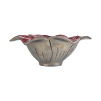 Vintage Julia Knight Flower Bowl, Mother of Pearl Enamel, Sand Cast Aluminum, Signed, Decorative Bowl, Collectible Art Bowl