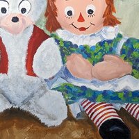 1973 Vintage Raggedy Ann Painting | Framed Artwork | Mouse | Harriet Ellis | Collectible