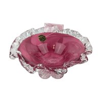 Vintage Rossi Glass Cranberry Mist Candy Dish, 22k Gold Crystal Accent Bowl, Elegant Home Decor, Gift for Hostess, Collector