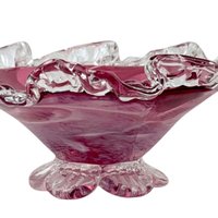 Vintage Rossi Glass Cranberry Mist Candy Dish, 22k Gold Crystal Accent Bowl, Elegant Home Decor, Gift for Hostess, Collector