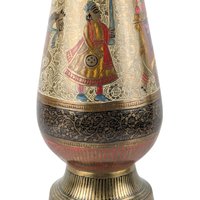 Vintage Ornate Brass Vase: 11.75" Tall Floral Engraved Design