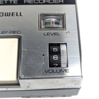 Vintage Bell & Howell Cassette Recorder Player, 1970s Solid State Portable Audio with Woodgrain Finish, Film and Stage Prop