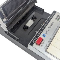 Vintage Bell & Howell Cassette Recorder Player, 1970s Solid State Portable Audio with Woodgrain Finish, Film and Stage Prop