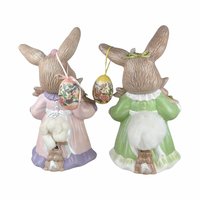 Vintage Pair of Ceramic Mother Rabbit with Babies Easter Figures | Easter Decor | Spring Decor | Bunny Figurines | Collectible Figurines