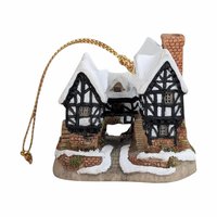 Set of 4 Vintage David Winter Christmas Ornaments, Fairytale Castle, Tudor Manor, Collectible Holiday Decor, Gift for Collector