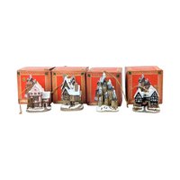 Set of 4 Vintage David Winter Christmas Ornaments, Fairytale Castle, Tudor Manor, Collectible Holiday Decor, Gift for Collector