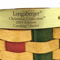 2003 Longaberger Christmas Caroling Basket, Festive Holiday Decor, Collectible Basket, Red and Green Basket, Gift for Collector