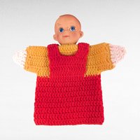 Vintage Kewpie Style Crochet Hand Puppet: Storytelling Toy