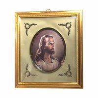 Vintage Turner Head of Christ Framed Picture | Religious Wall Art | 19 1/4" x 15 1/4"