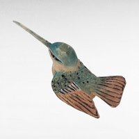 Vintage Hand Carved Wood Hummingbird Figurine, Hand Painted Folk Art Bird Statue, Small Wooden Animal, Bookshelf Sitter, Nature Lover Gift