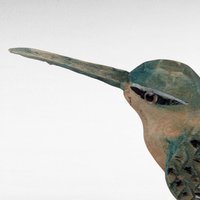 Vintage Hand Carved Wood Hummingbird Figurine, Hand Painted Folk Art Bird Statue, Small Wooden Animal, Bookshelf Sitter, Nature Lover Gift