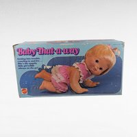 Vintage Mattel Baby That a Way Doll 1974, Non Working For Display or Parts, 70s Crawling Baby Doll with Box, Nostalgic Collector Toy